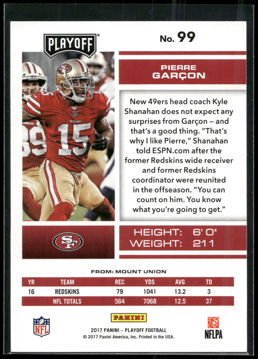 2017 Panini Playoff #99 Pierre Garcon