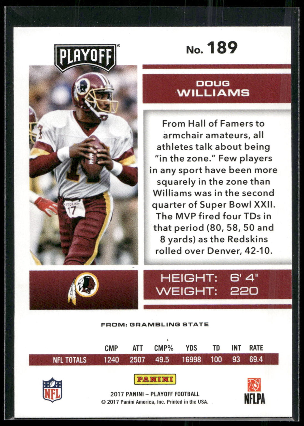 2017 Panini Playoff #189 Doug Williams