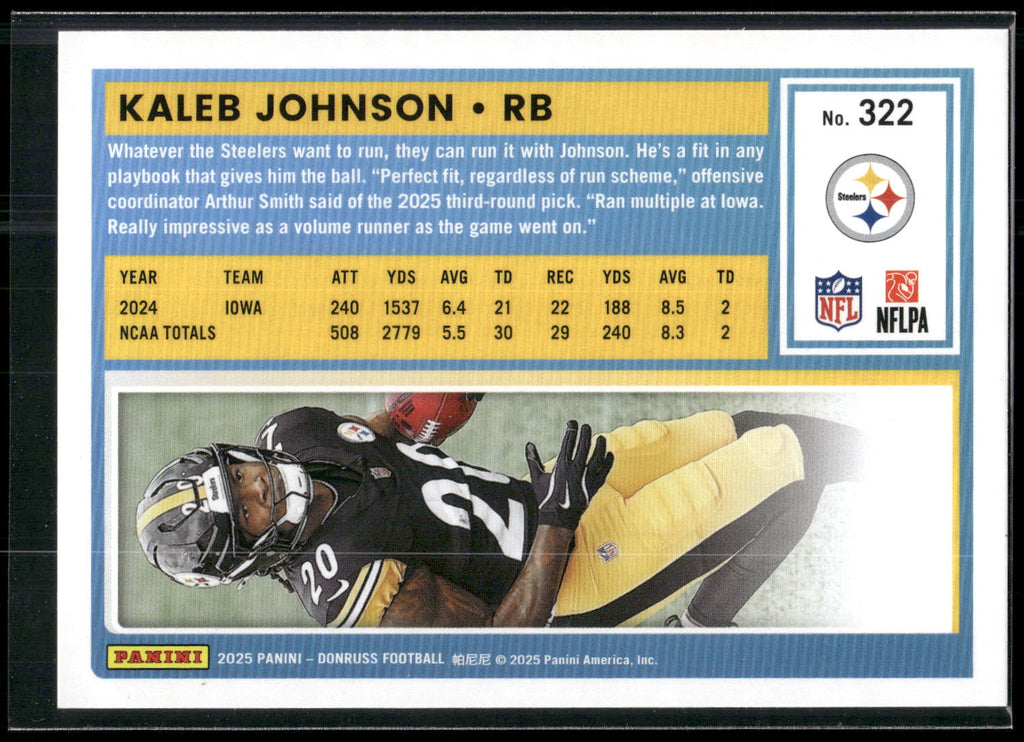 2025 Donruss #322 Kaleb Johnson