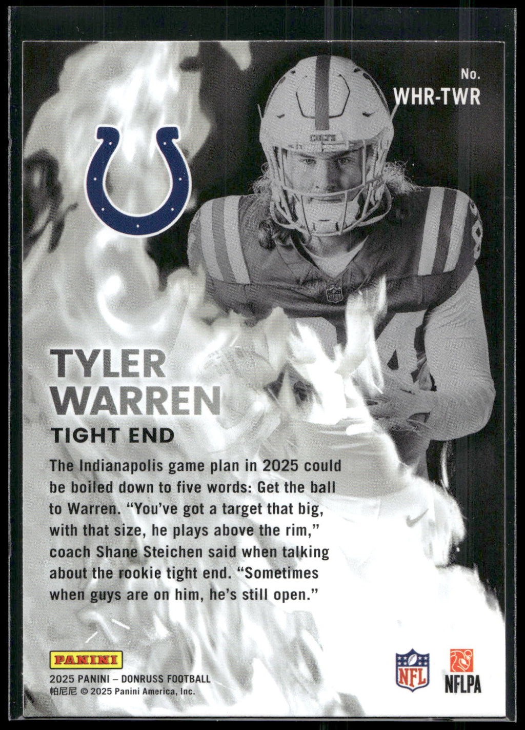2025 Donruss #WHR-TWR Tyler Warren White Hot Rookies