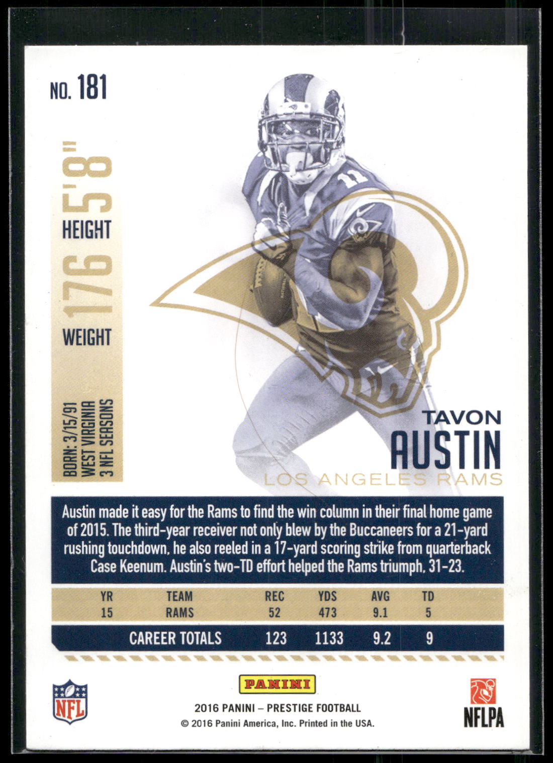 2016 Panini Prestige #181 Tavon Austin
