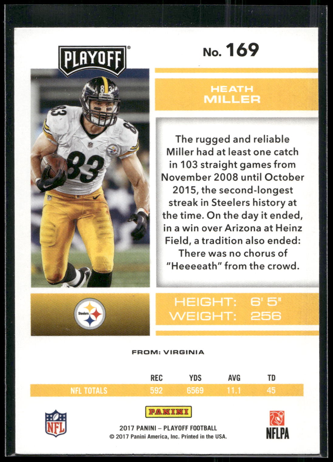 2017 Panini Playoff #169 Heath Miller