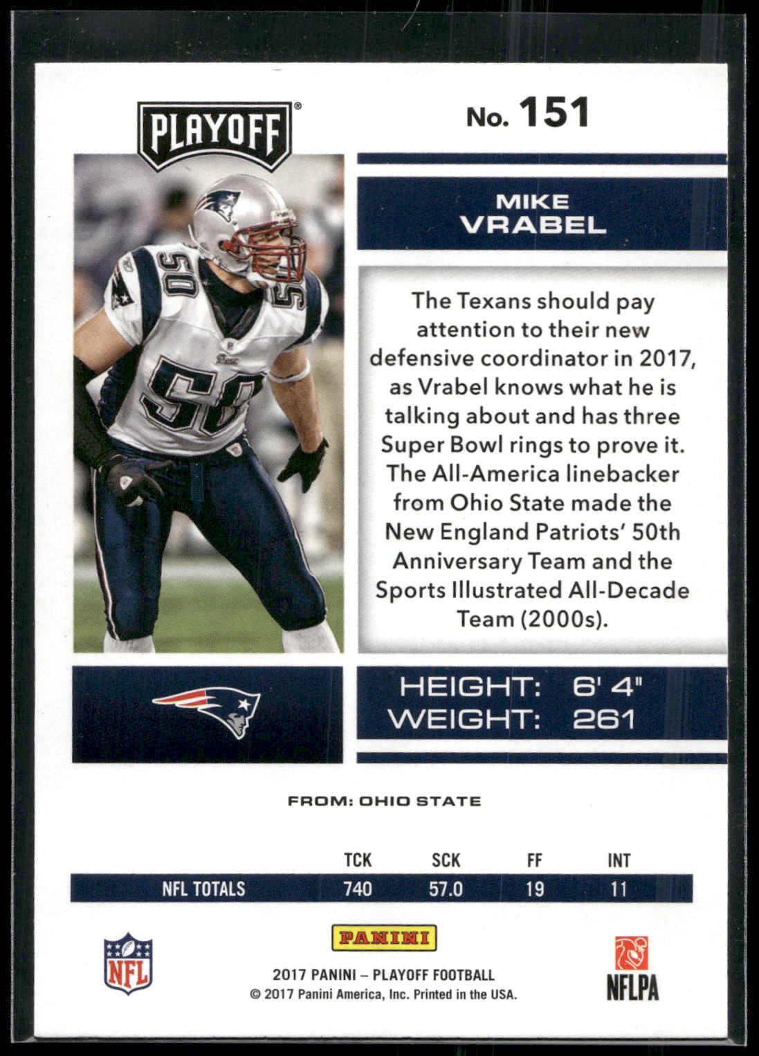 2017 Panini Playoff #151 Mike Vrabel