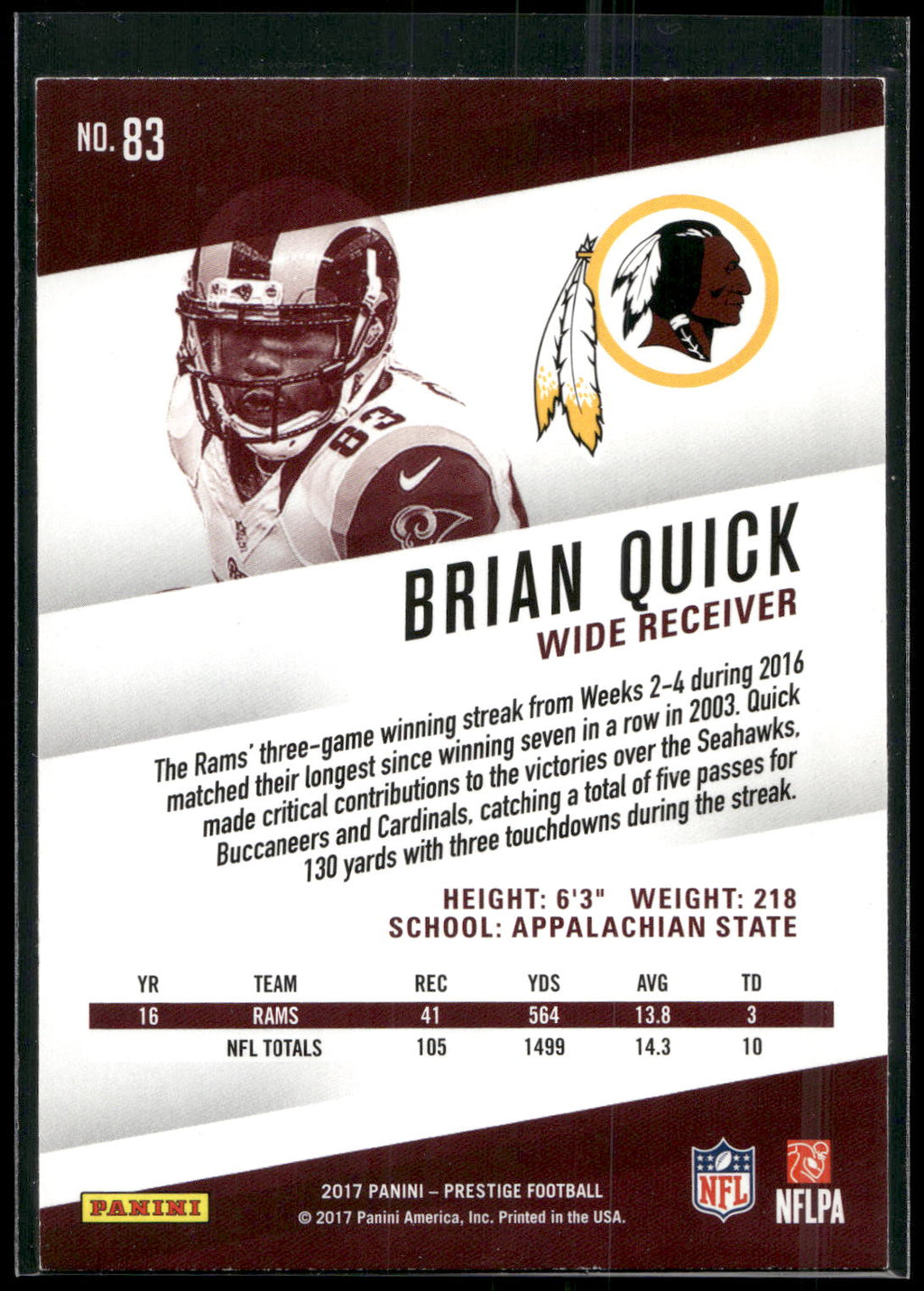 2017 Panini Prestige #83 Brian Quick