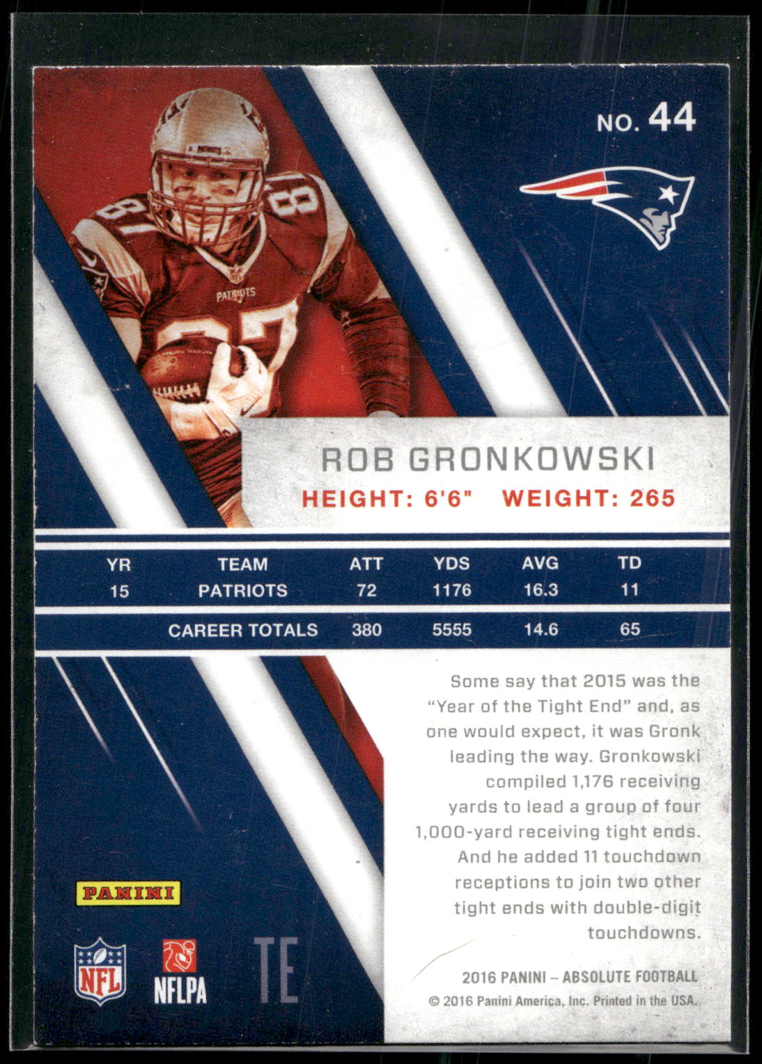2016 Panini Absolute #44 Rob Gronkowski