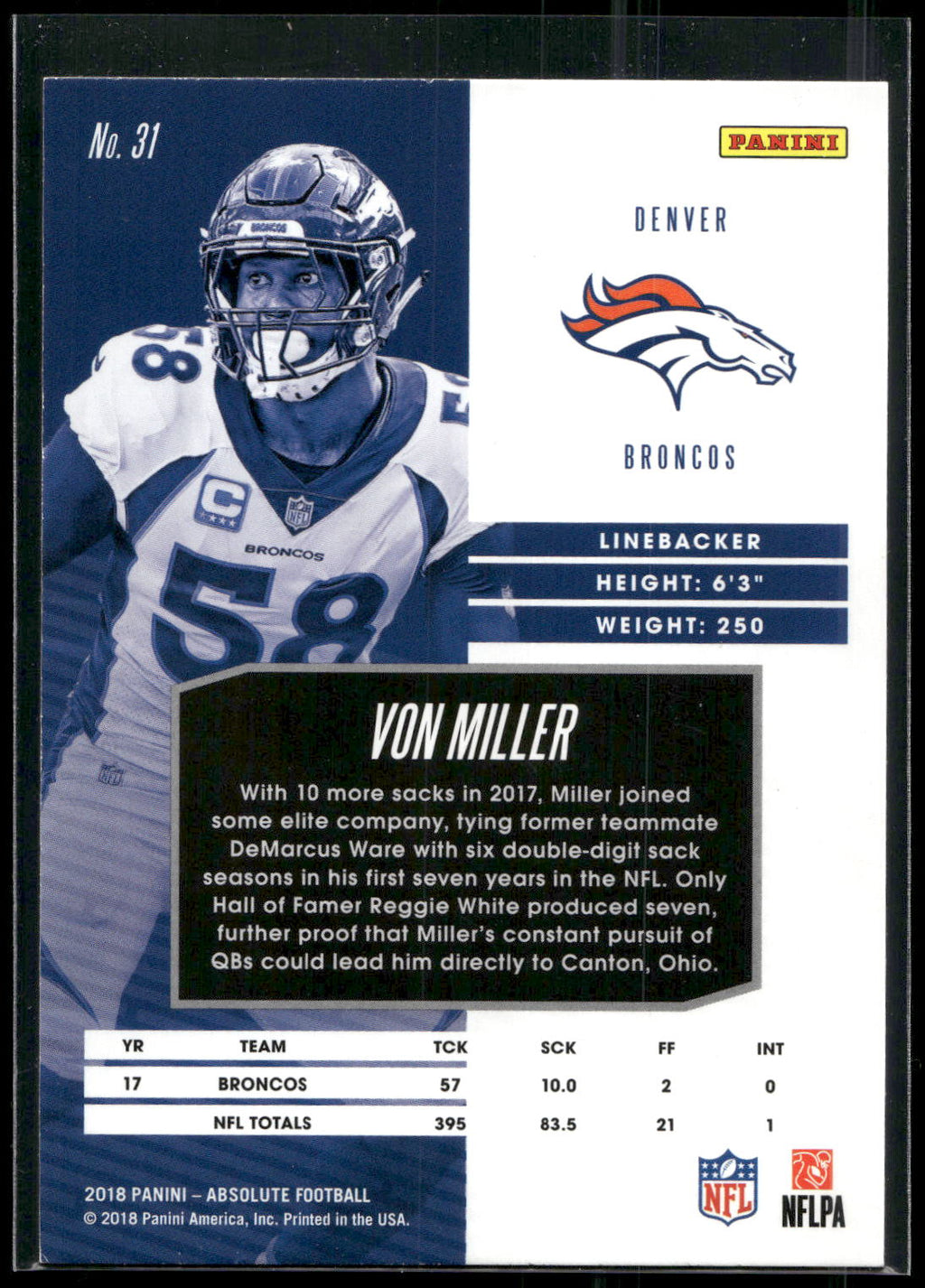 2018 Panini Absolute #31 Von Miller