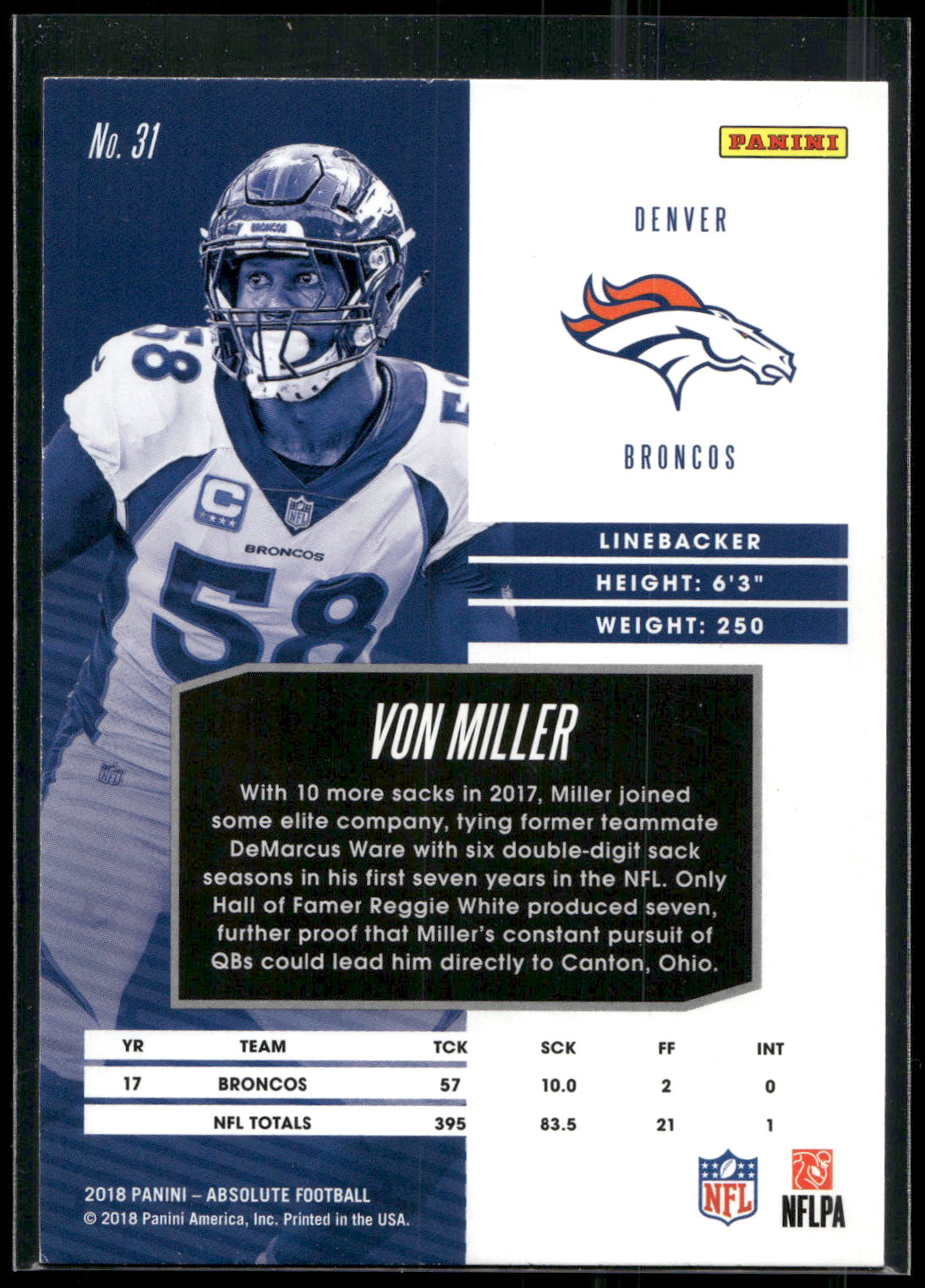 2018 Panini Absolute #31 Von Miller