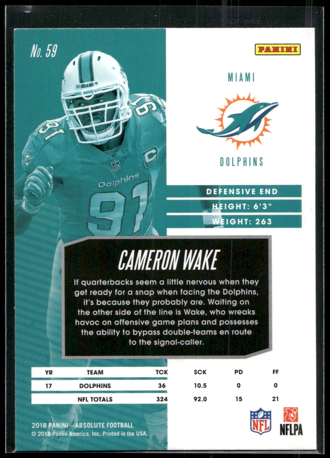 2018 Panini Absolute #59 Cameron Wake