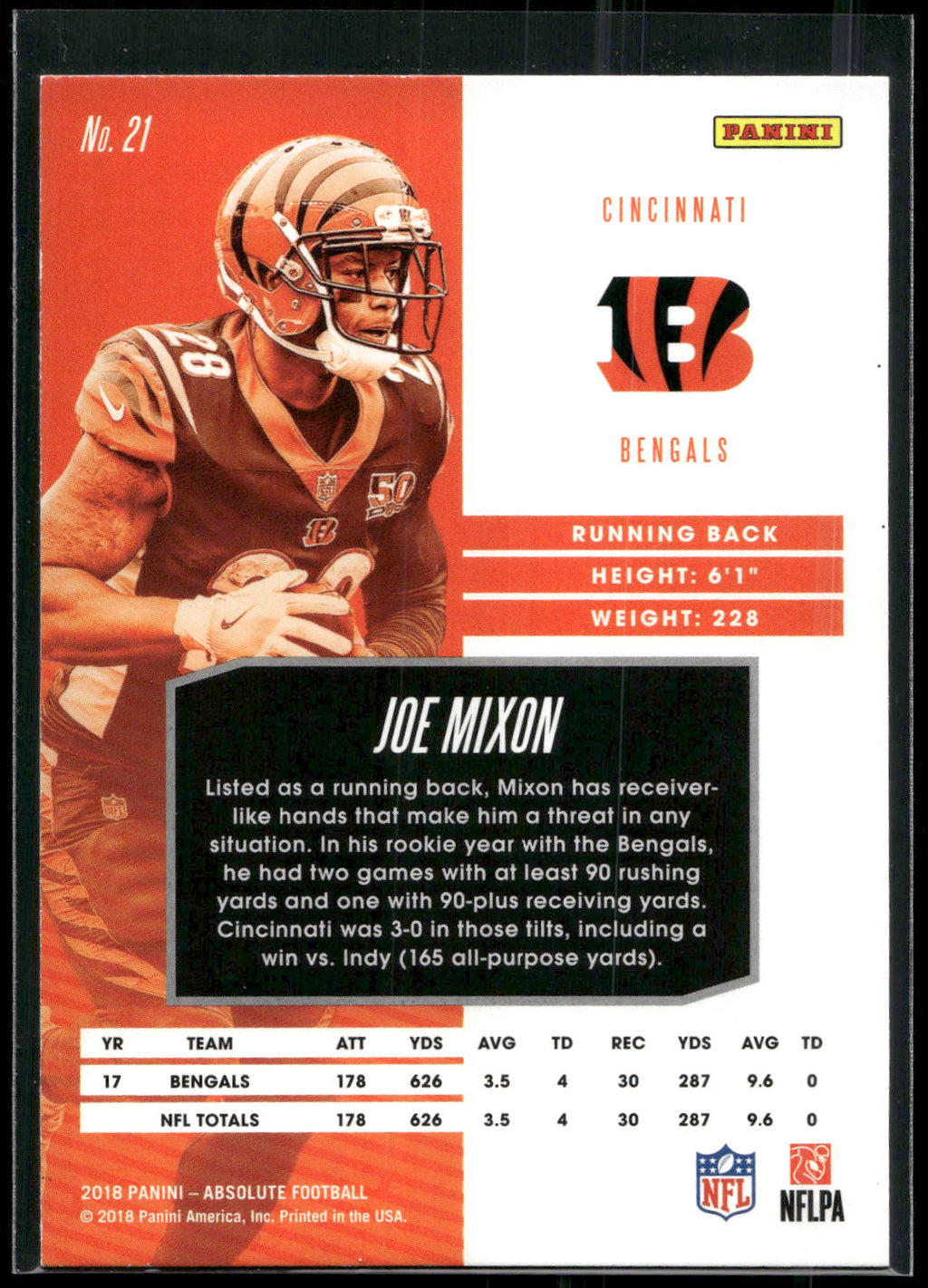 2018 Panini Absolute #21 Joe Mixon
