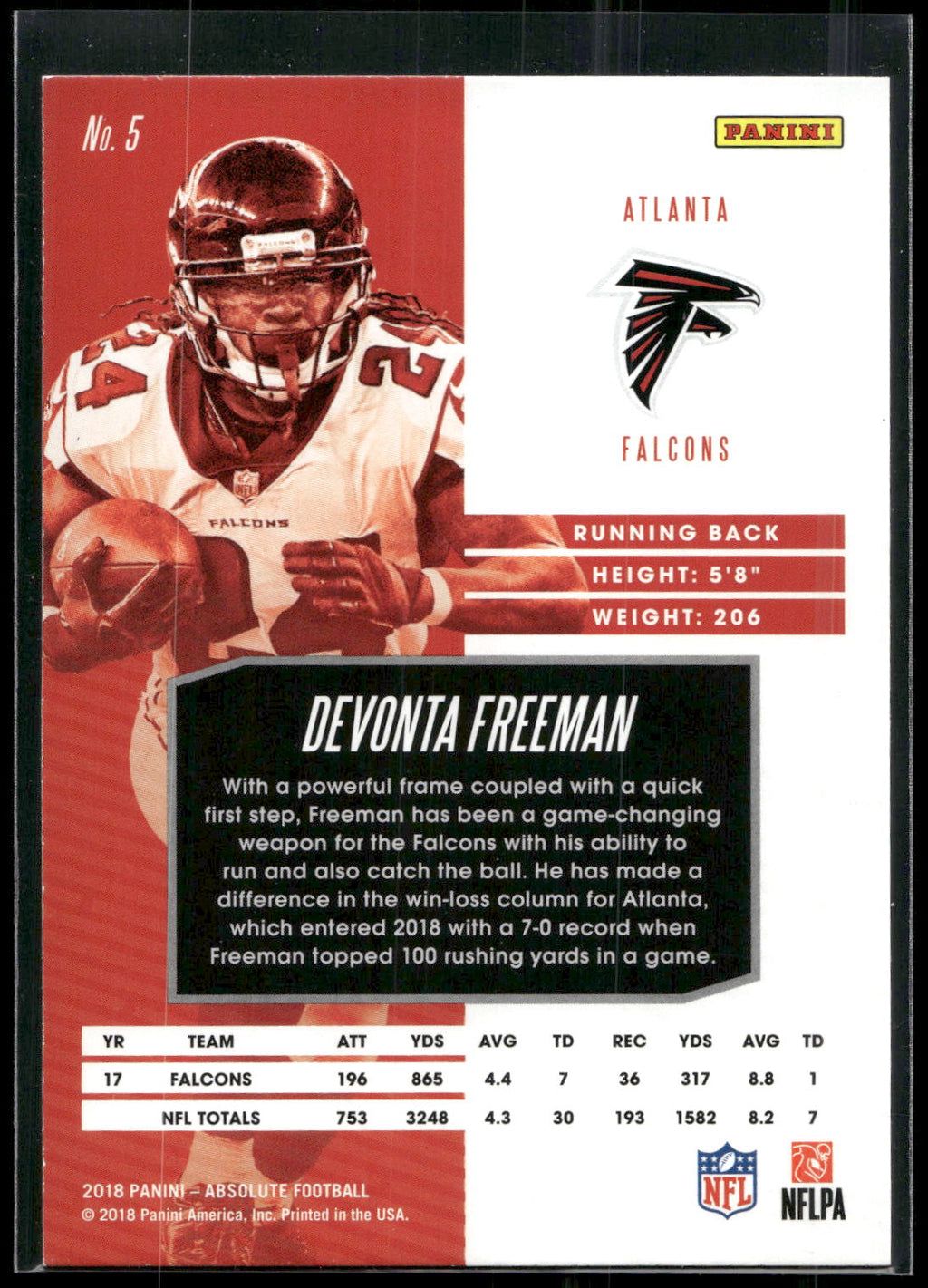 2018 Panini Absolute #5 Devonta Freeman