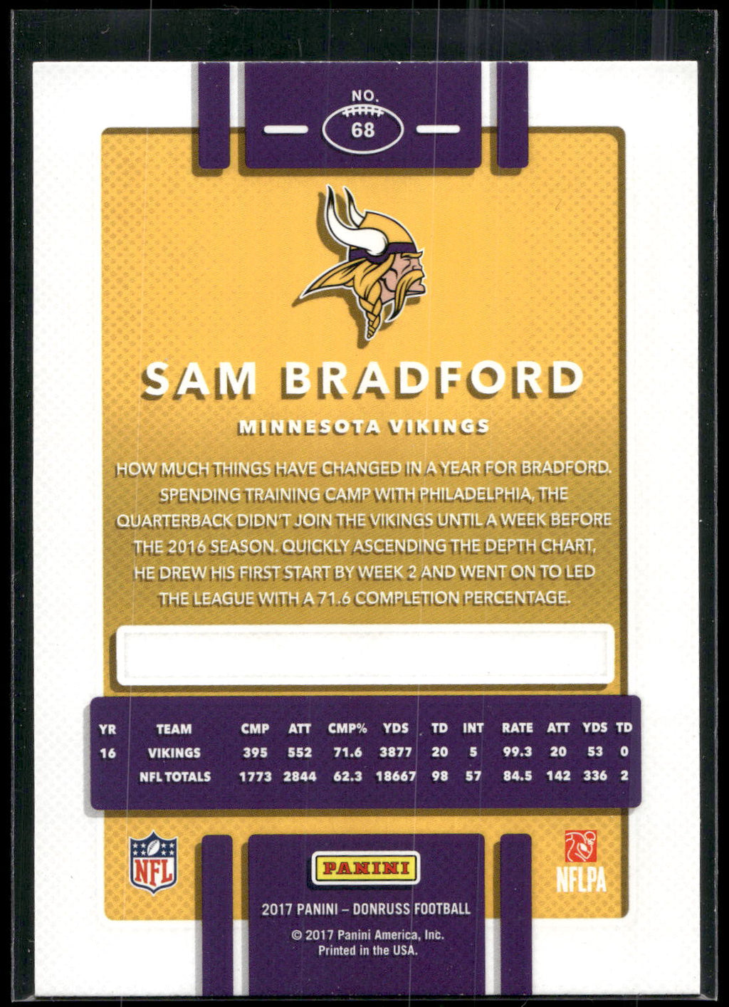 2017 Donruss #68 Sam Bradford