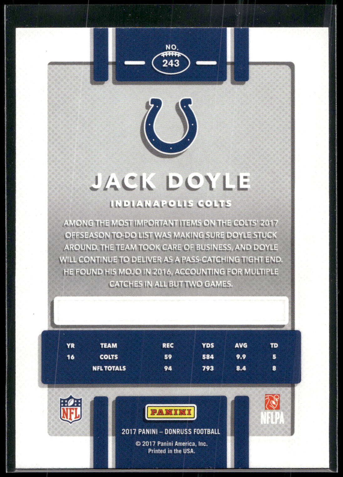 2017 Donruss #243 Jack Doyle