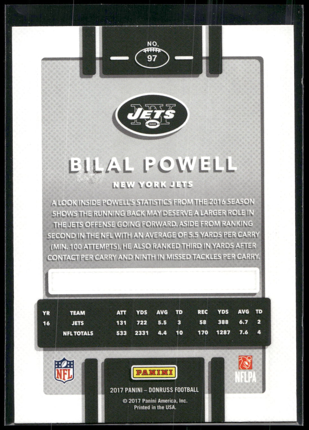 2017 Donruss #97 Bilal Powell