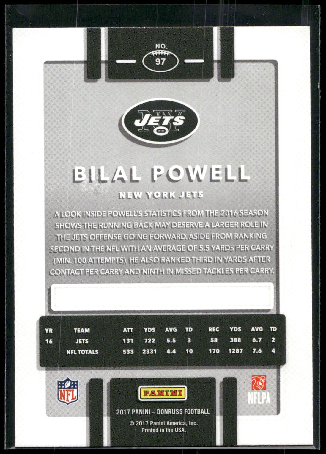 2017 Donruss #97 Bilal Powell