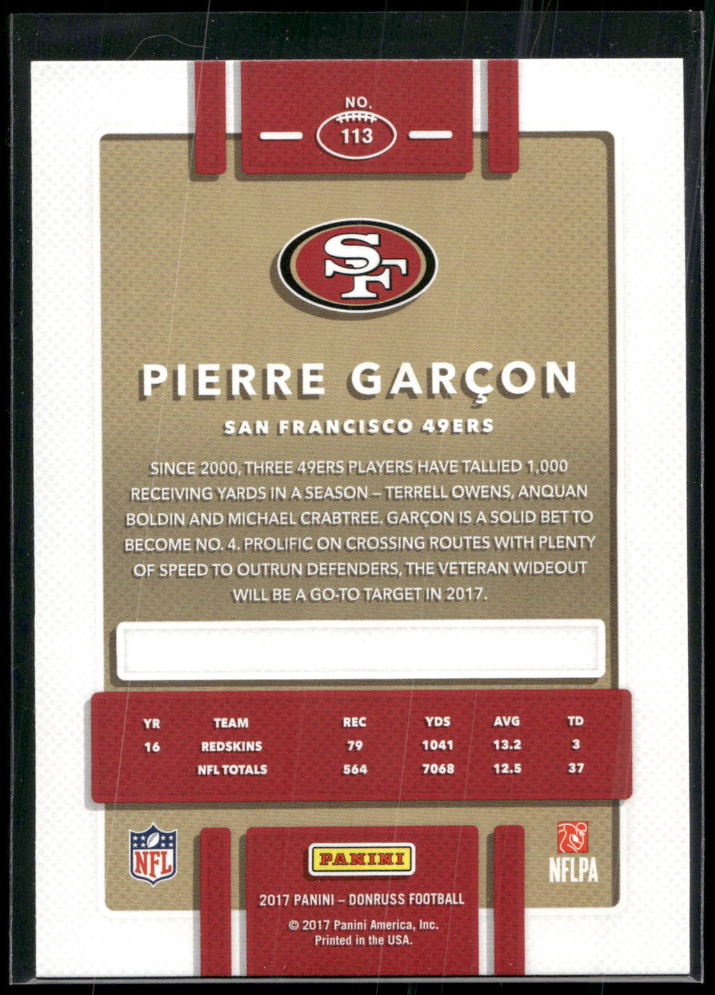 2017 Donruss #113 Pierre Garcon