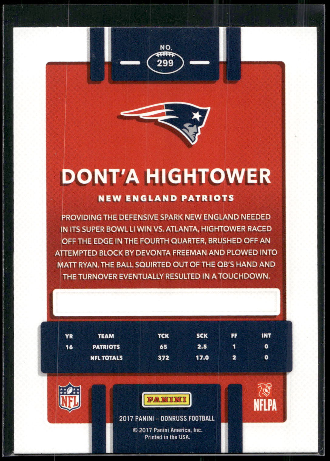 2017 Donruss #299 Dont'a Hightower