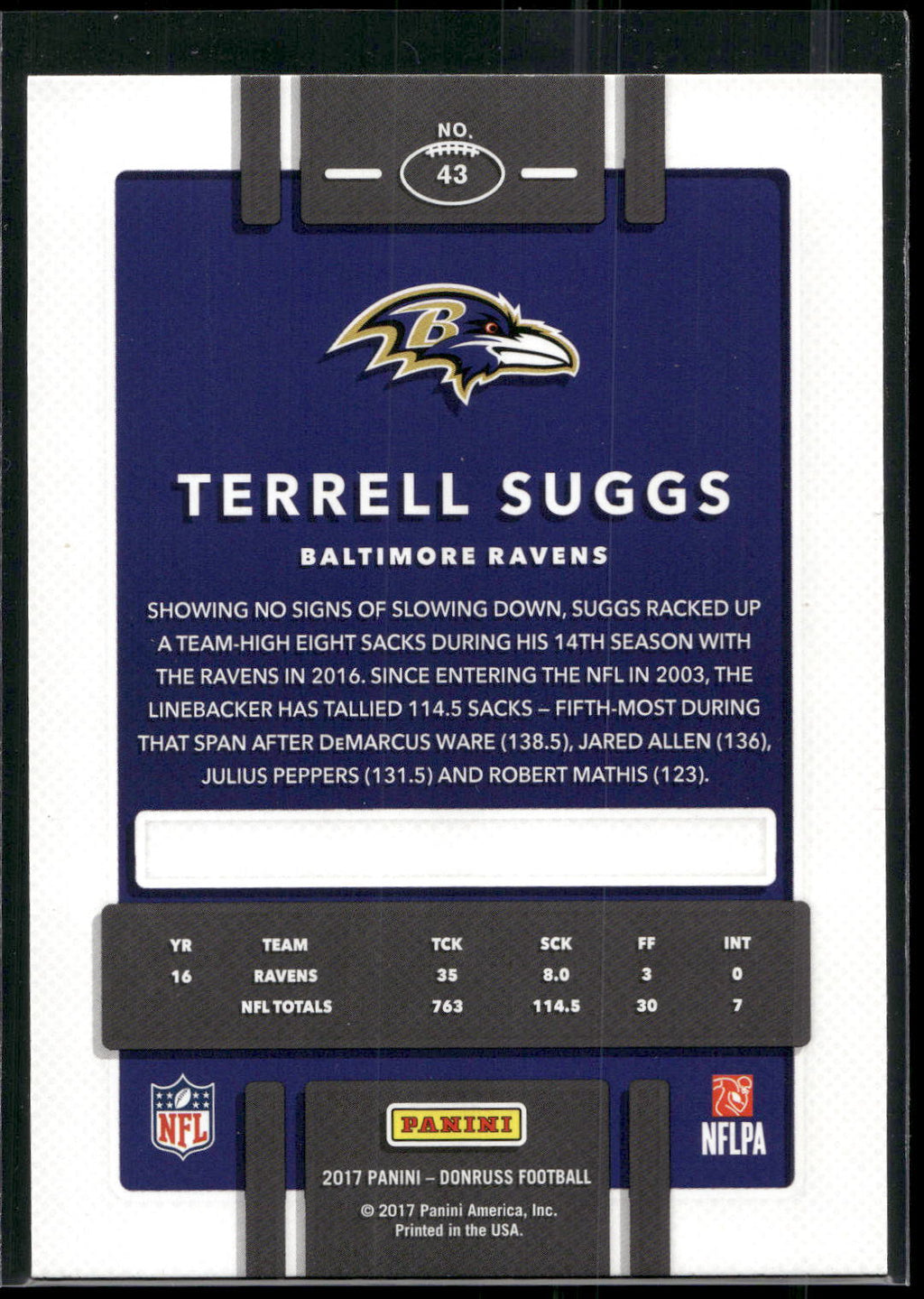 2017 Donruss #43 Terrell Suggs