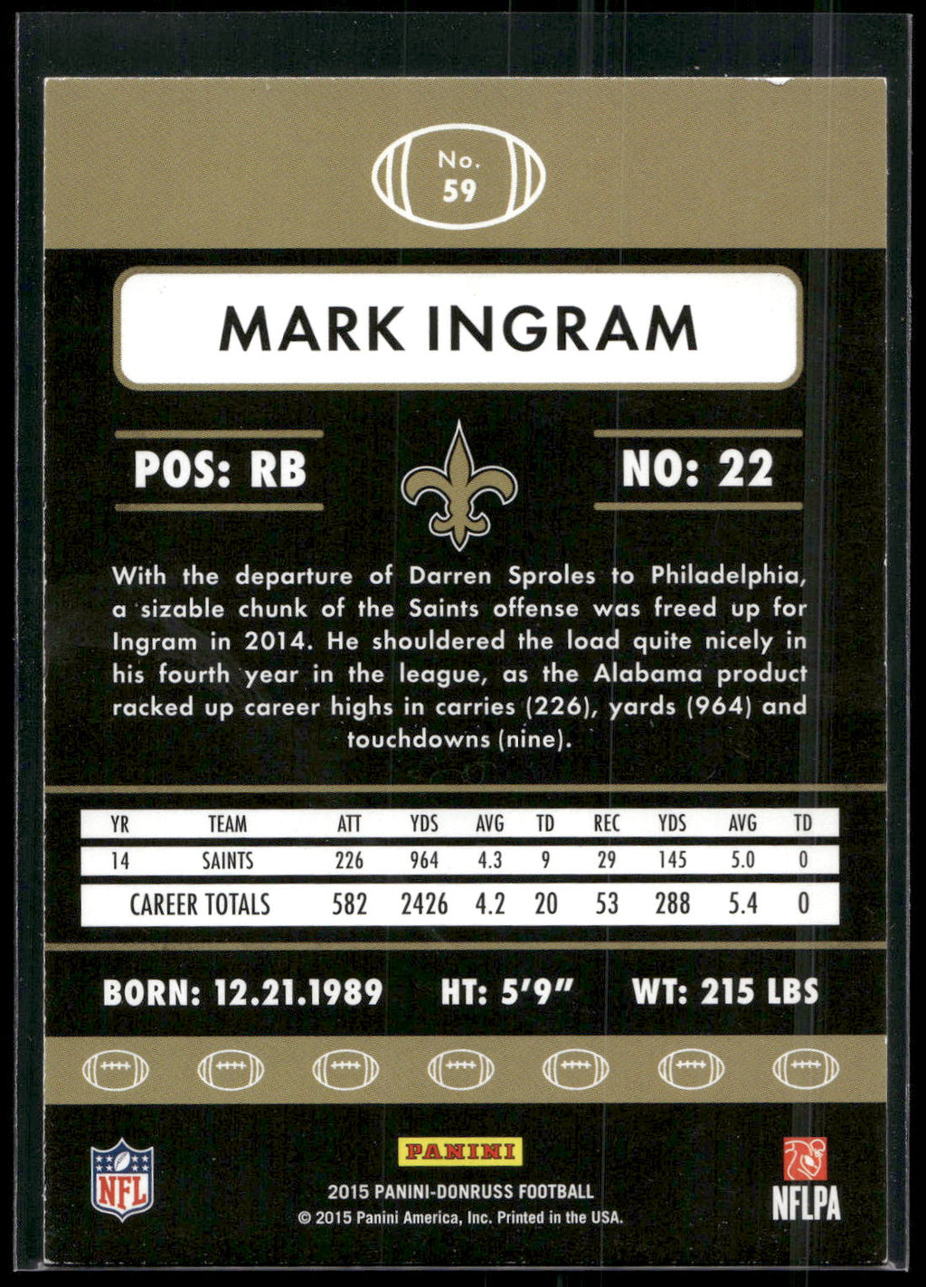 2015 Donruss #59 Mark Ingram