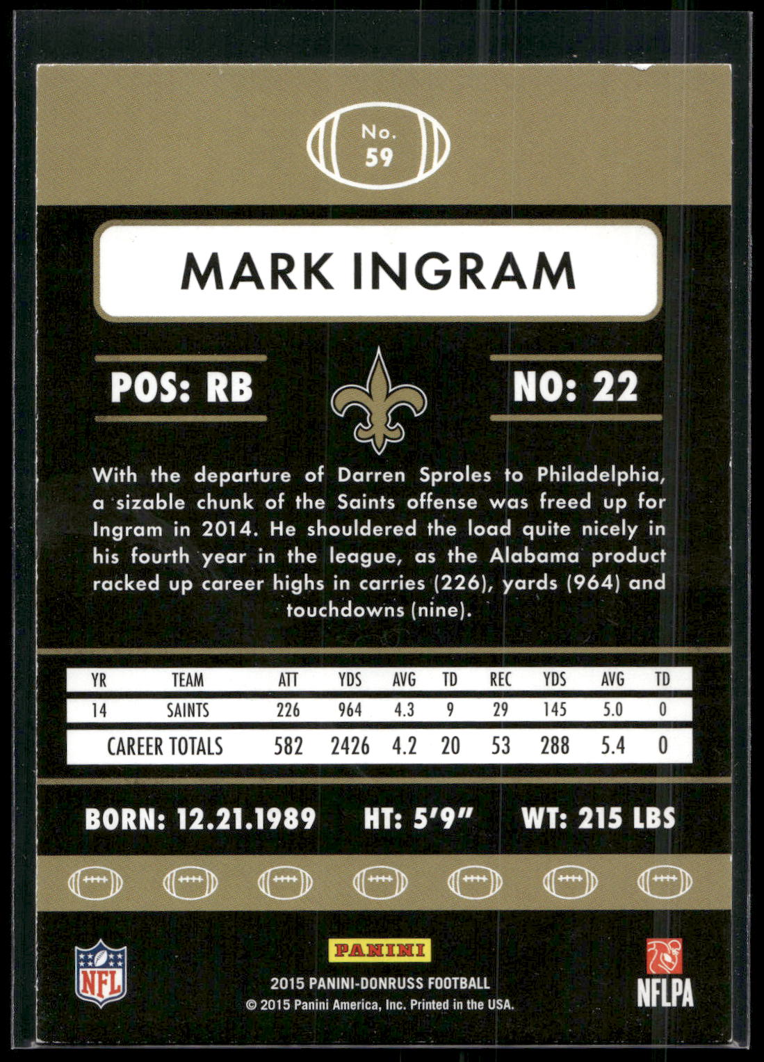 2015 Donruss #59 Mark Ingram