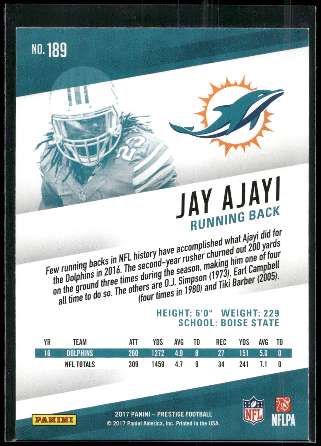 2017 Panini Prestige #189 Jay Ajayi