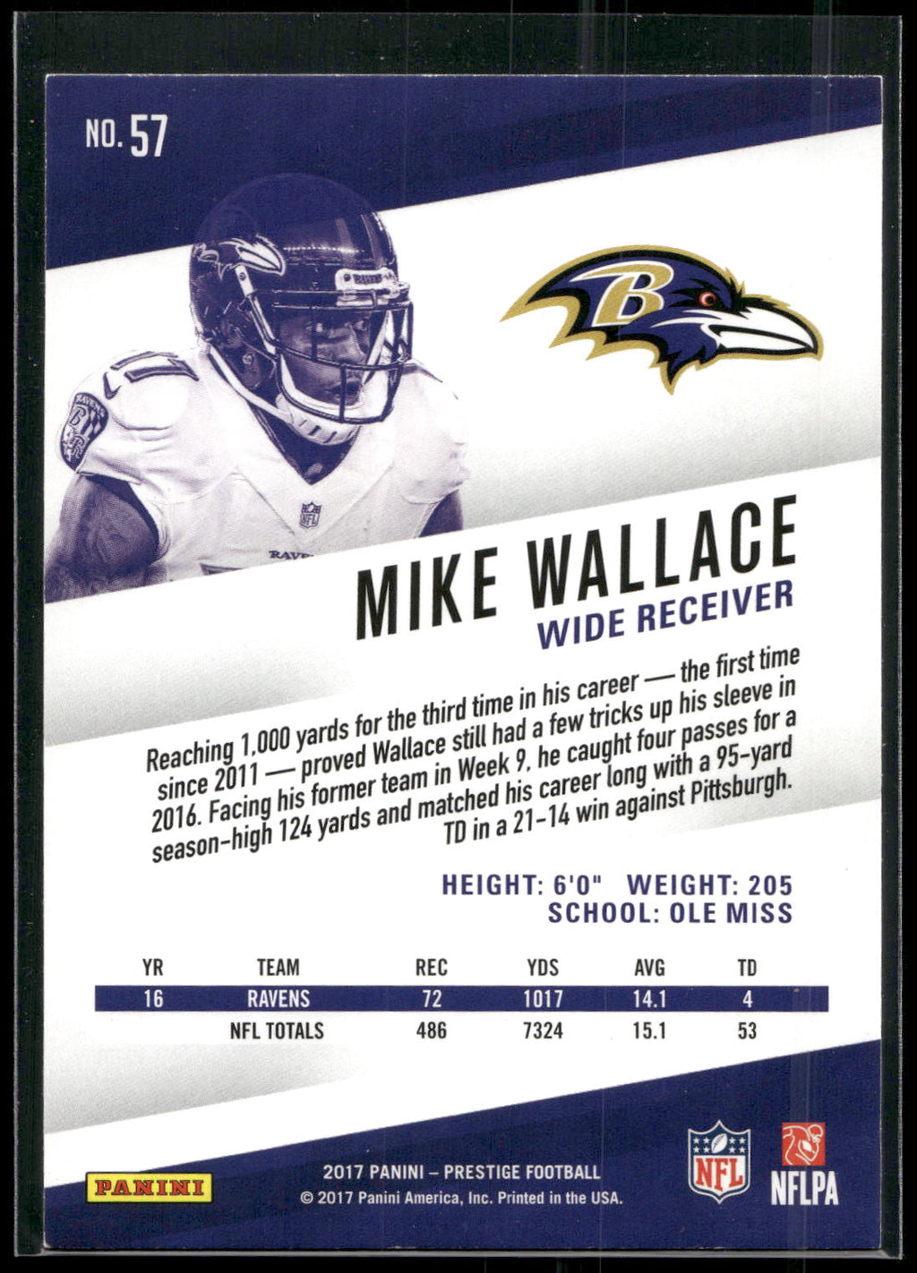 2017 Panini Prestige #57 Mike Wallace