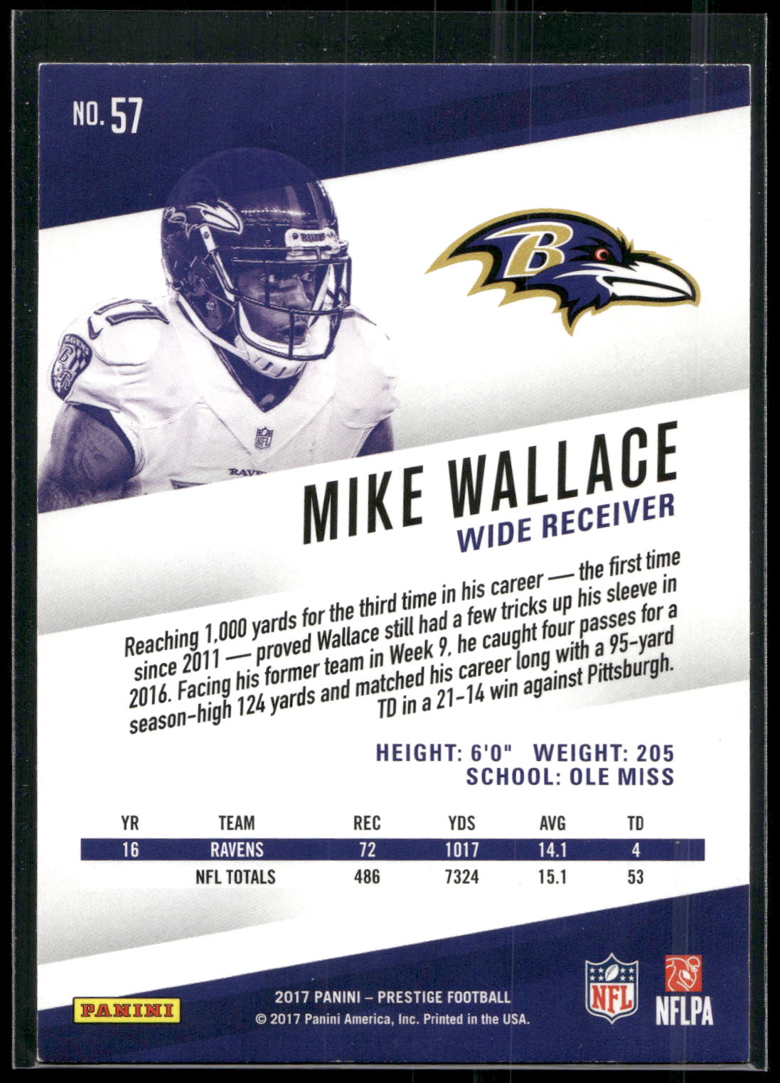 2017 Panini Prestige #57 Mike Wallace