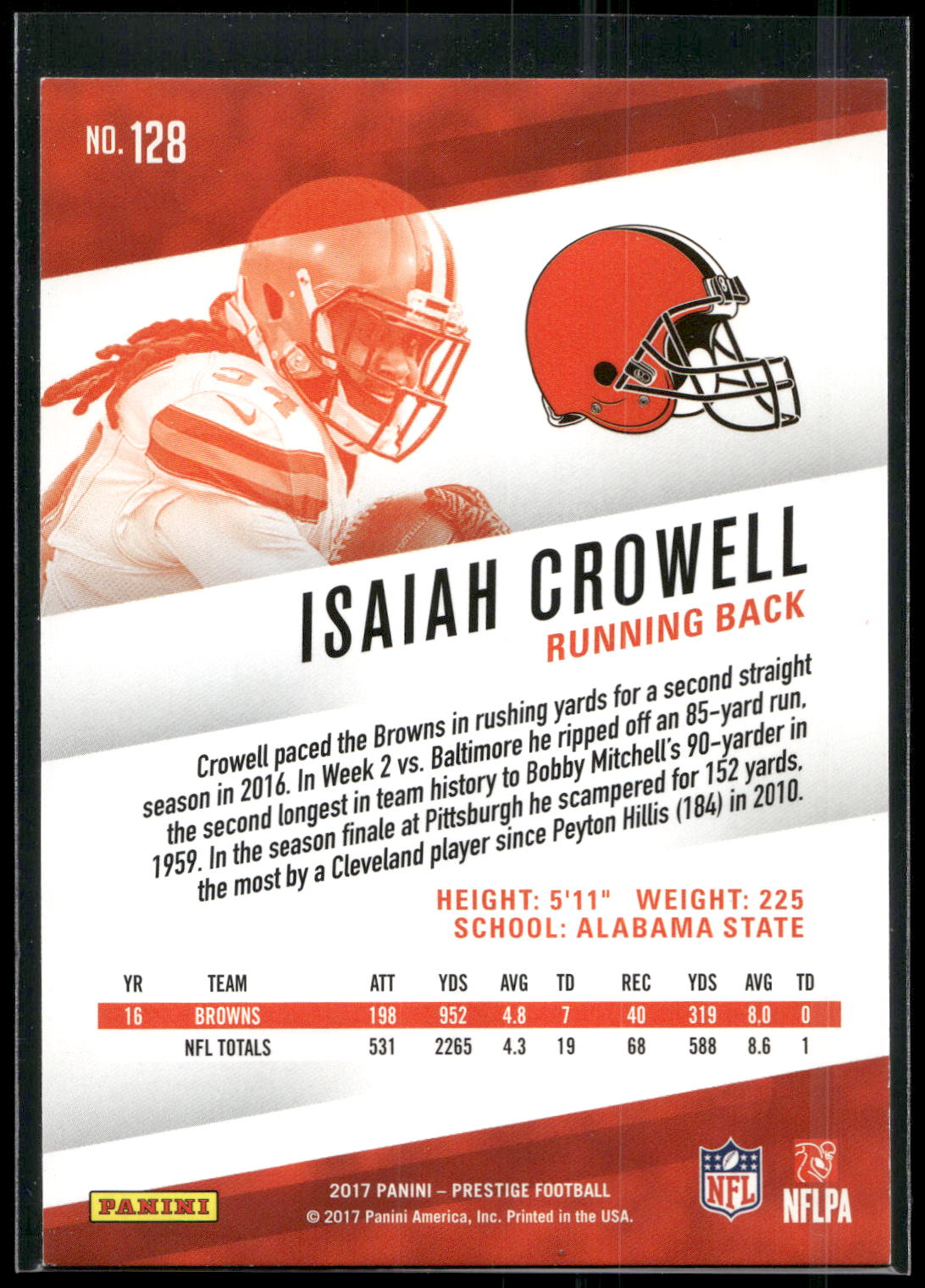 2017 Panini Prestige #128 Isaiah Crowell