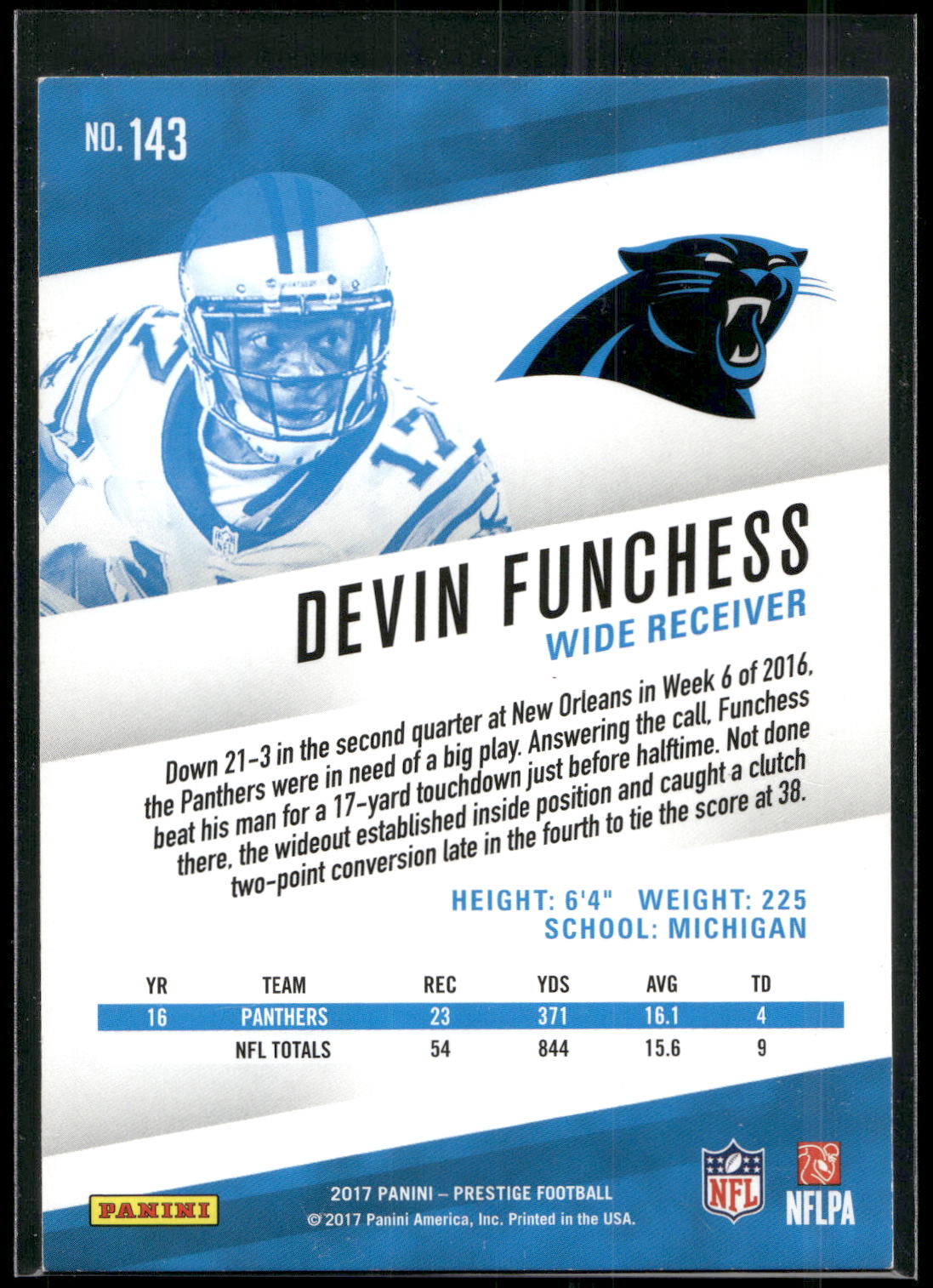 2017 Panini Prestige #143 Devin Funchess