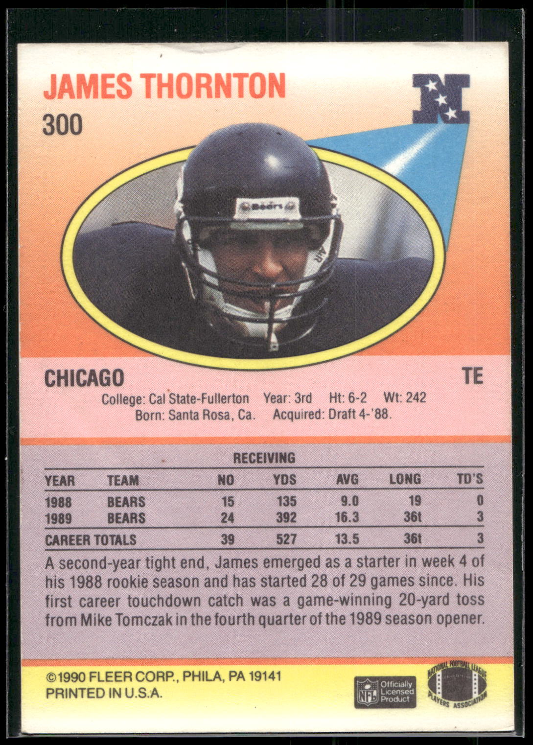 1990 Fleer #300 James Thornton