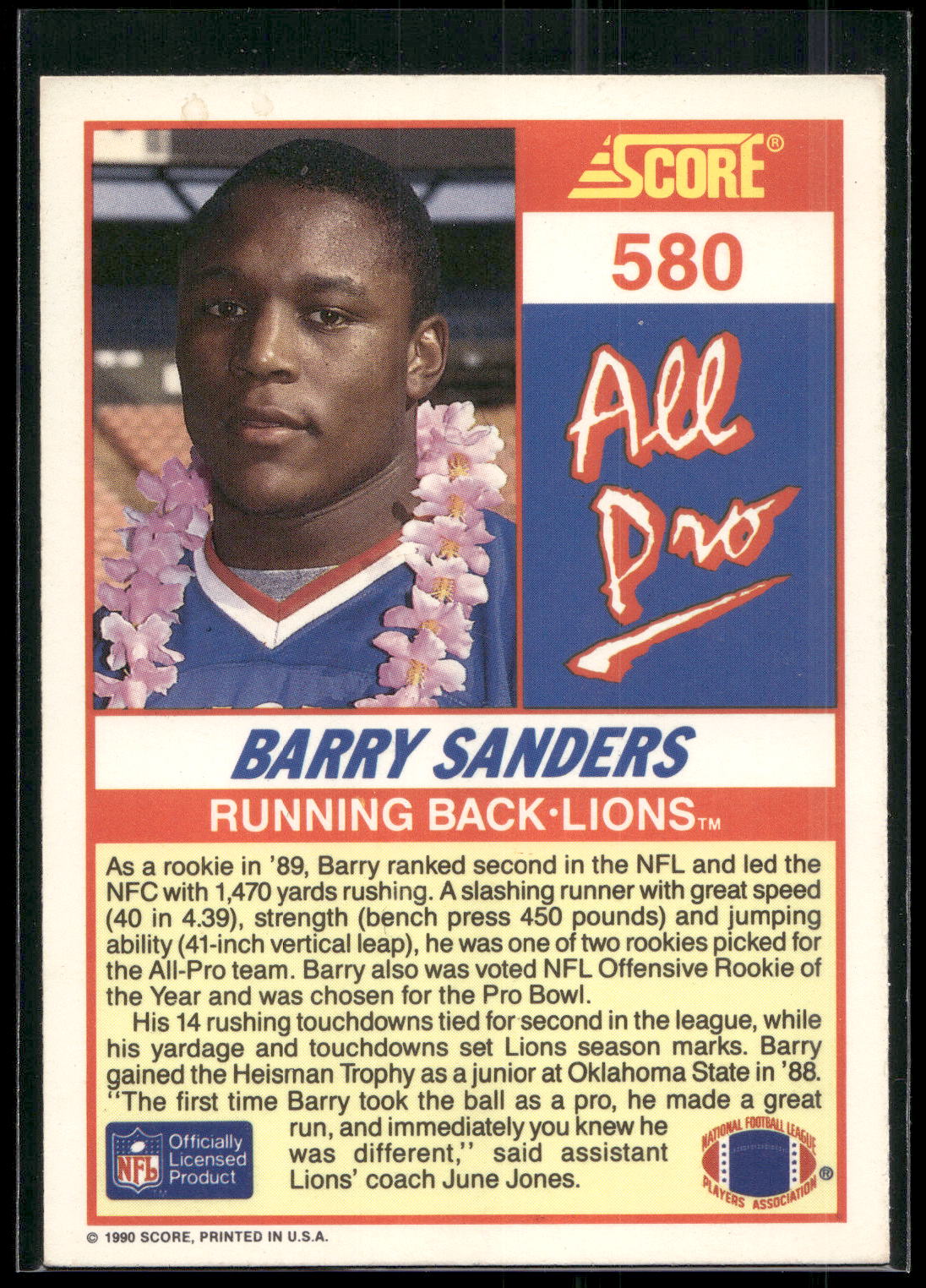 1990 Score #580 Barry Sanders