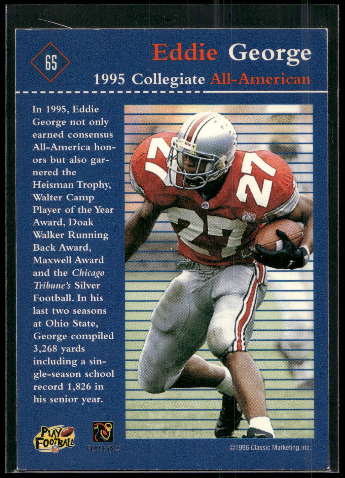 1996 Classic NFL Rookies #65 Eddie George