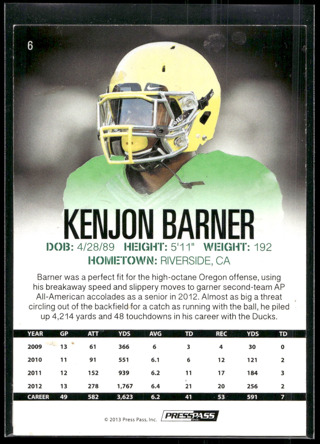 2013 Press Pass #6 Kenjon Barner