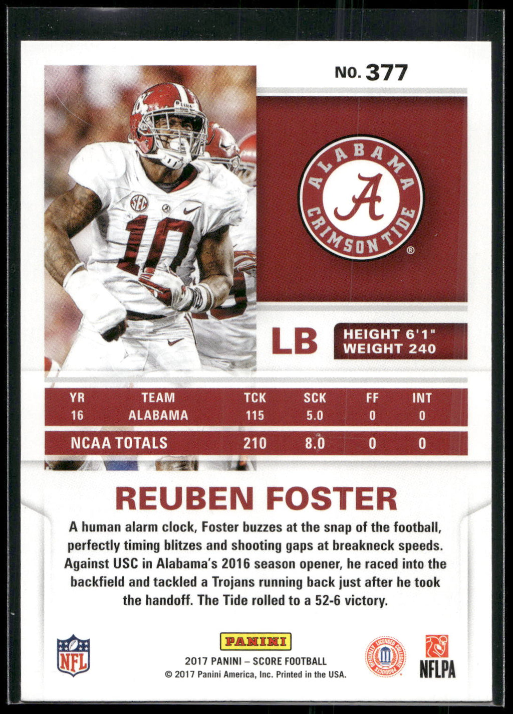2017 Score #377 Reuben Foster