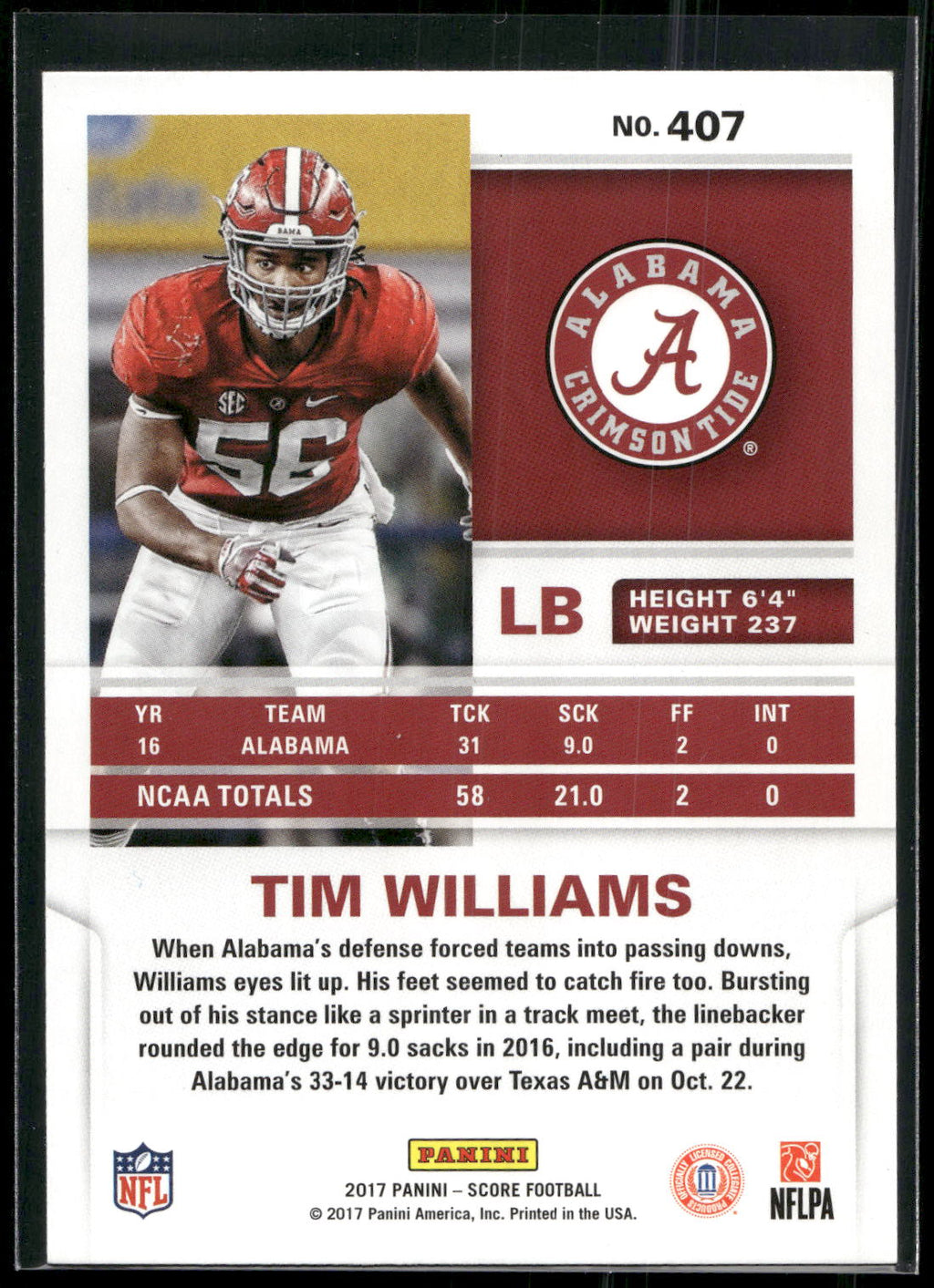 2017 Score #407 Tim Williams