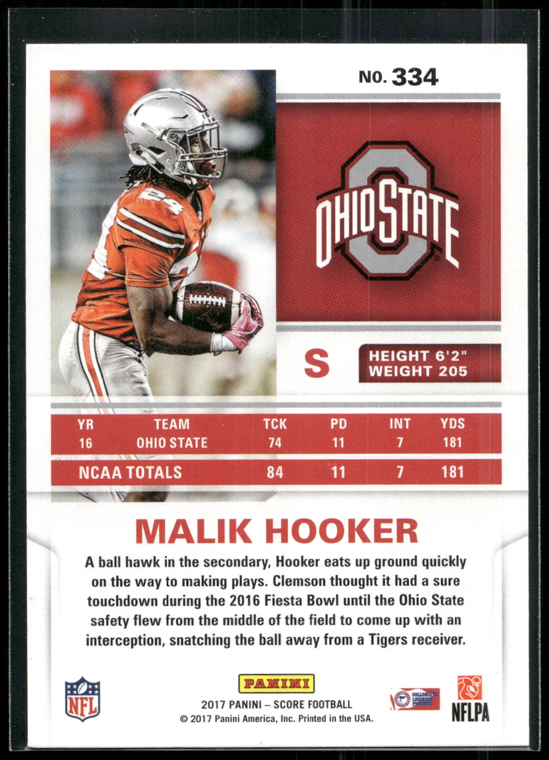 2017 Score #334 Malik Hooker