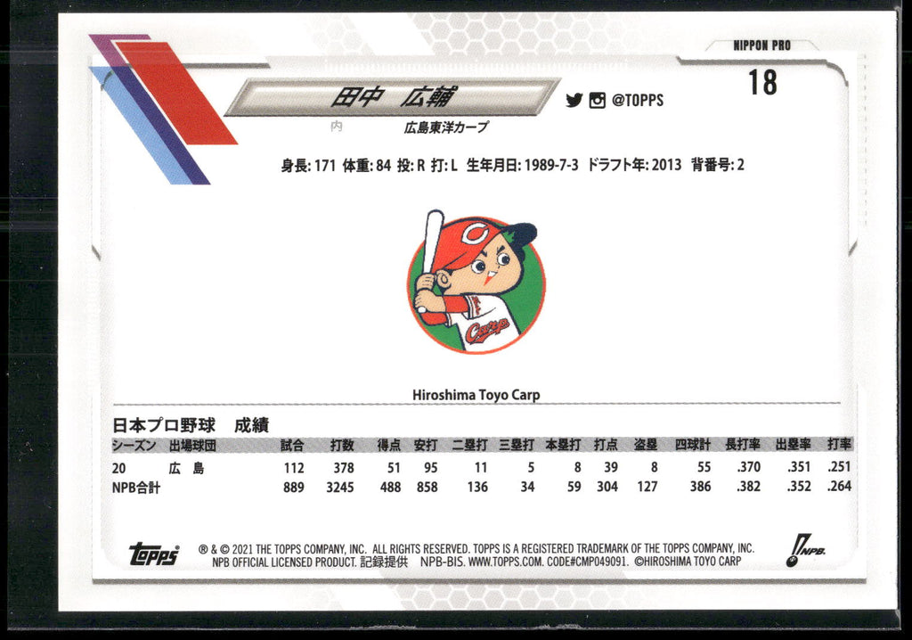 2021 Topps NPB #18 Kosuke Tanaka