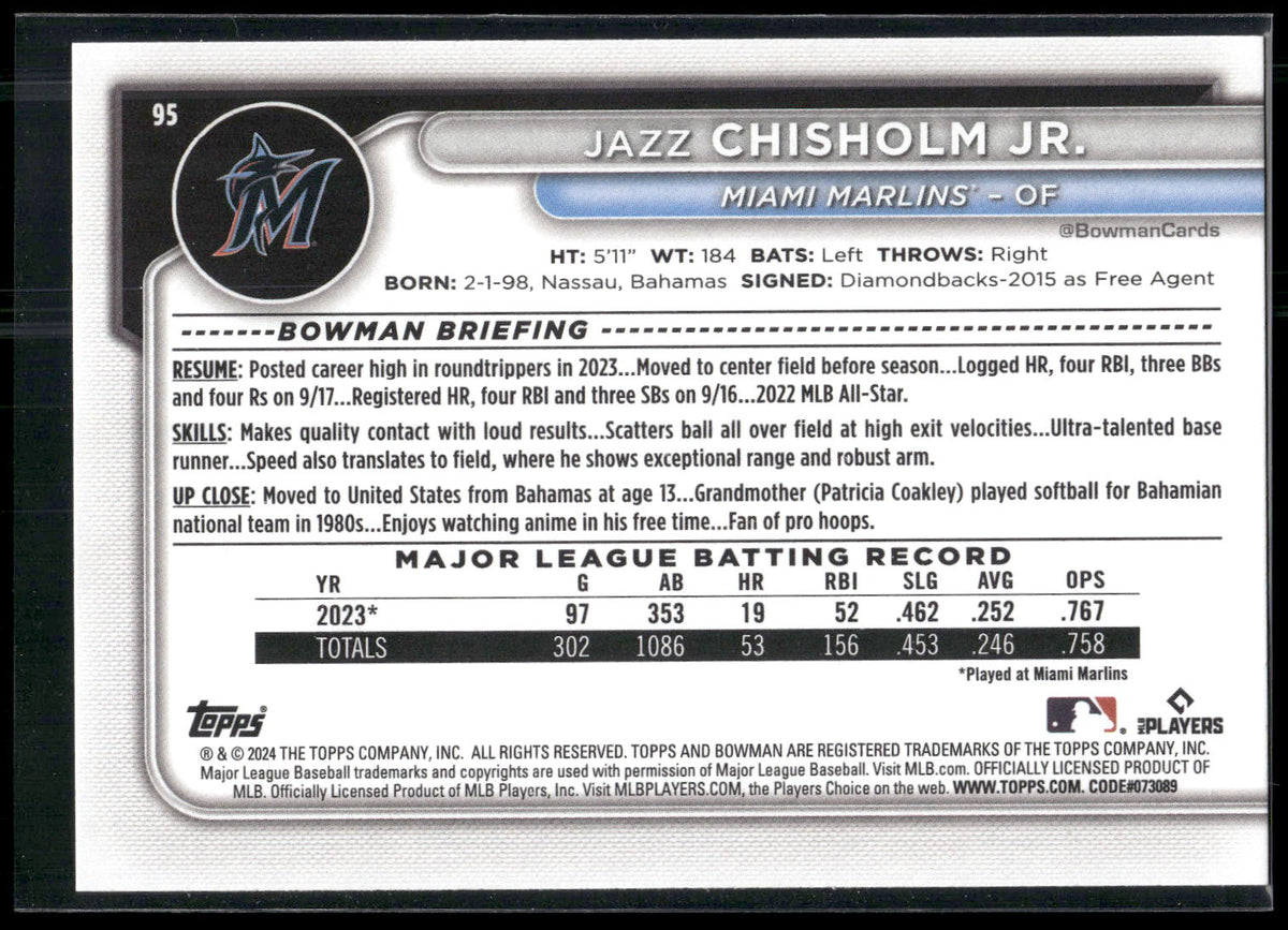 2024 Bowman #95 Jazz Chisholm Jr.