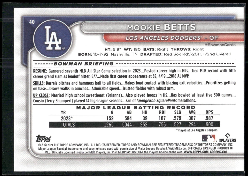 2024 Bowman #40 Mookie Betts