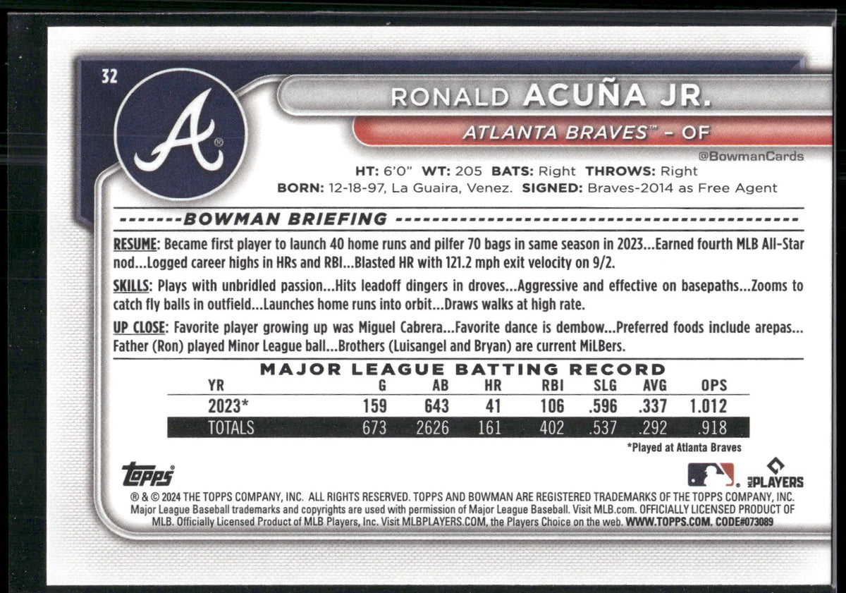 2024 Bowman #32 Ronald Acuña Jr.