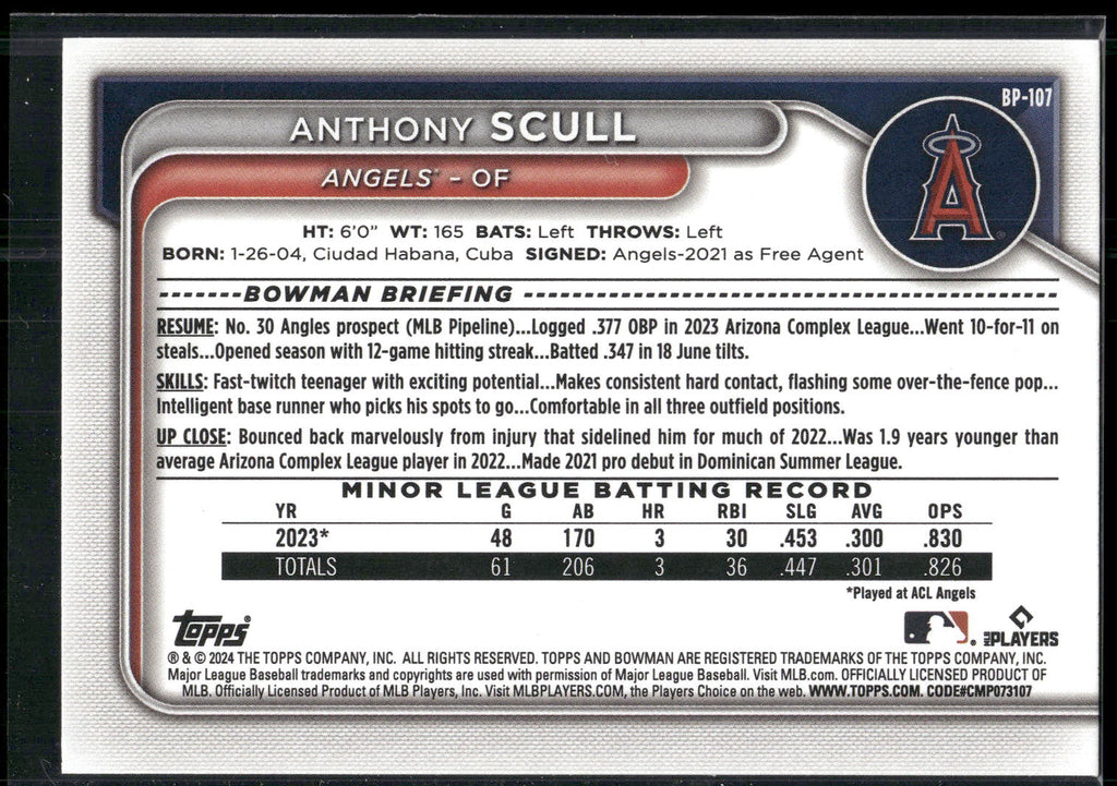 2024 Bowman #BP-107 Anthony Scull Prospects