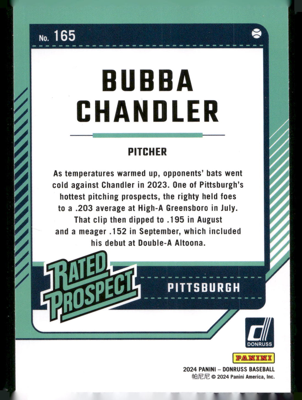 2024 Donruss #165 Bubba Chandler