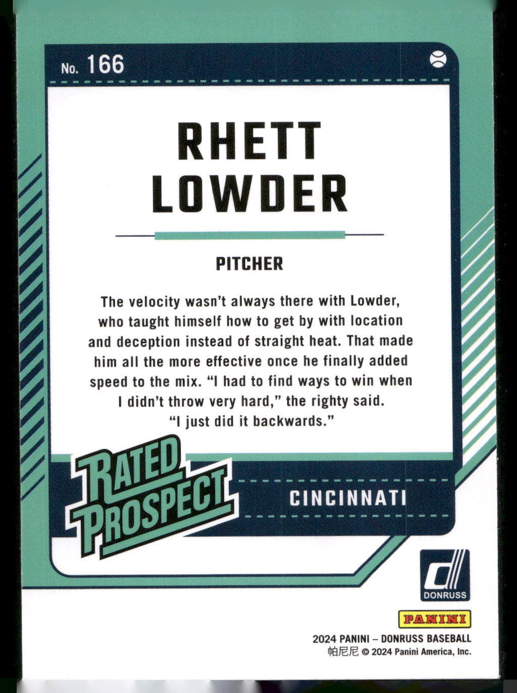 2024 Donruss #166 Rhett Lowder