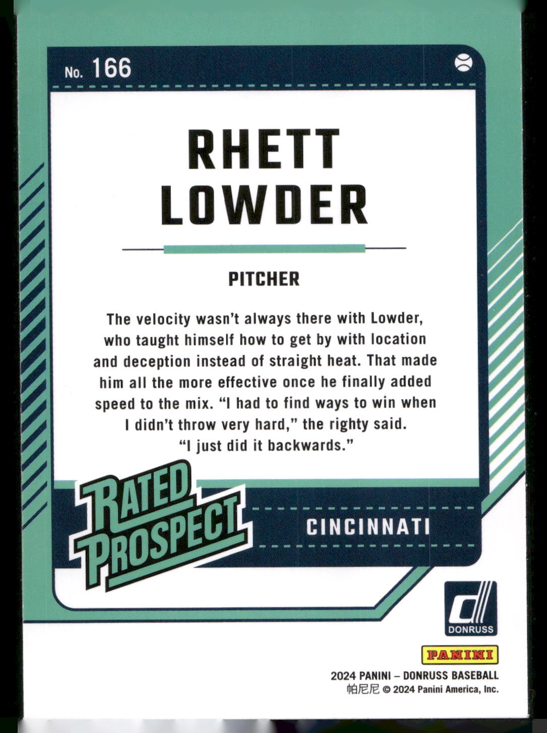 2024 Donruss #166 Rhett Lowder