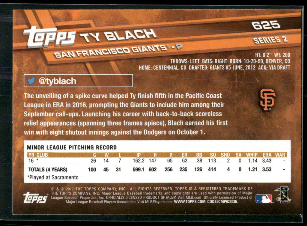 2017 Topps #625 Ty Blach