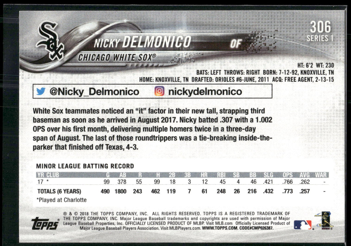 2018 Topps #306 Nicky Delmonico
