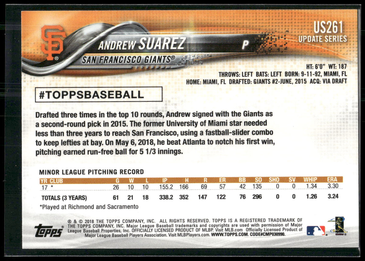 2018 Topps Update #US261 Andrew Suarez
