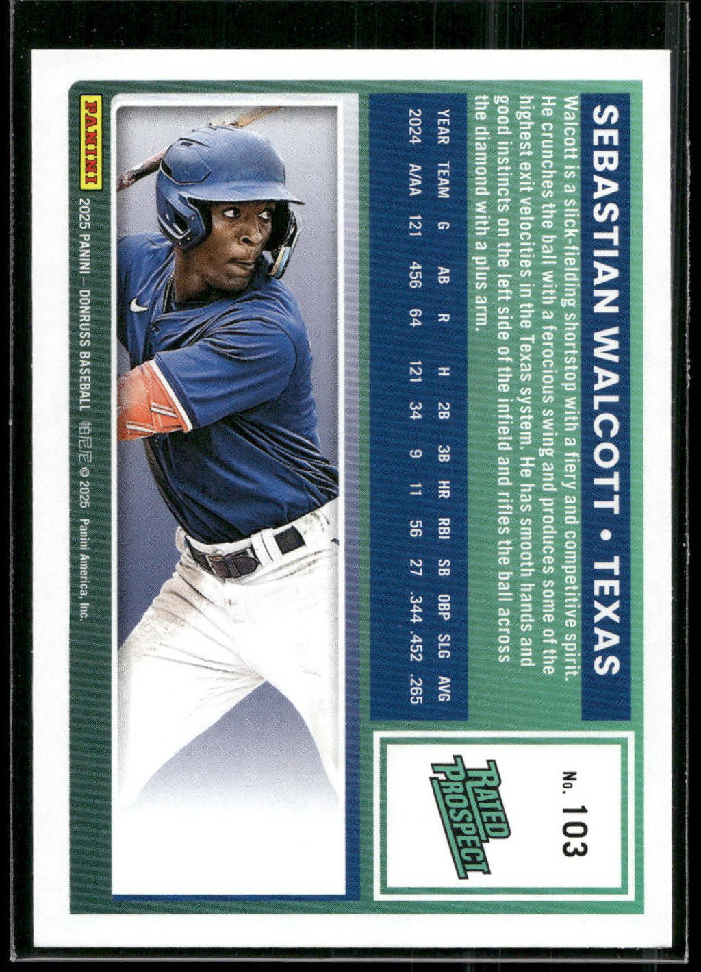 2025 Donruss #103 Sebastian Walcott