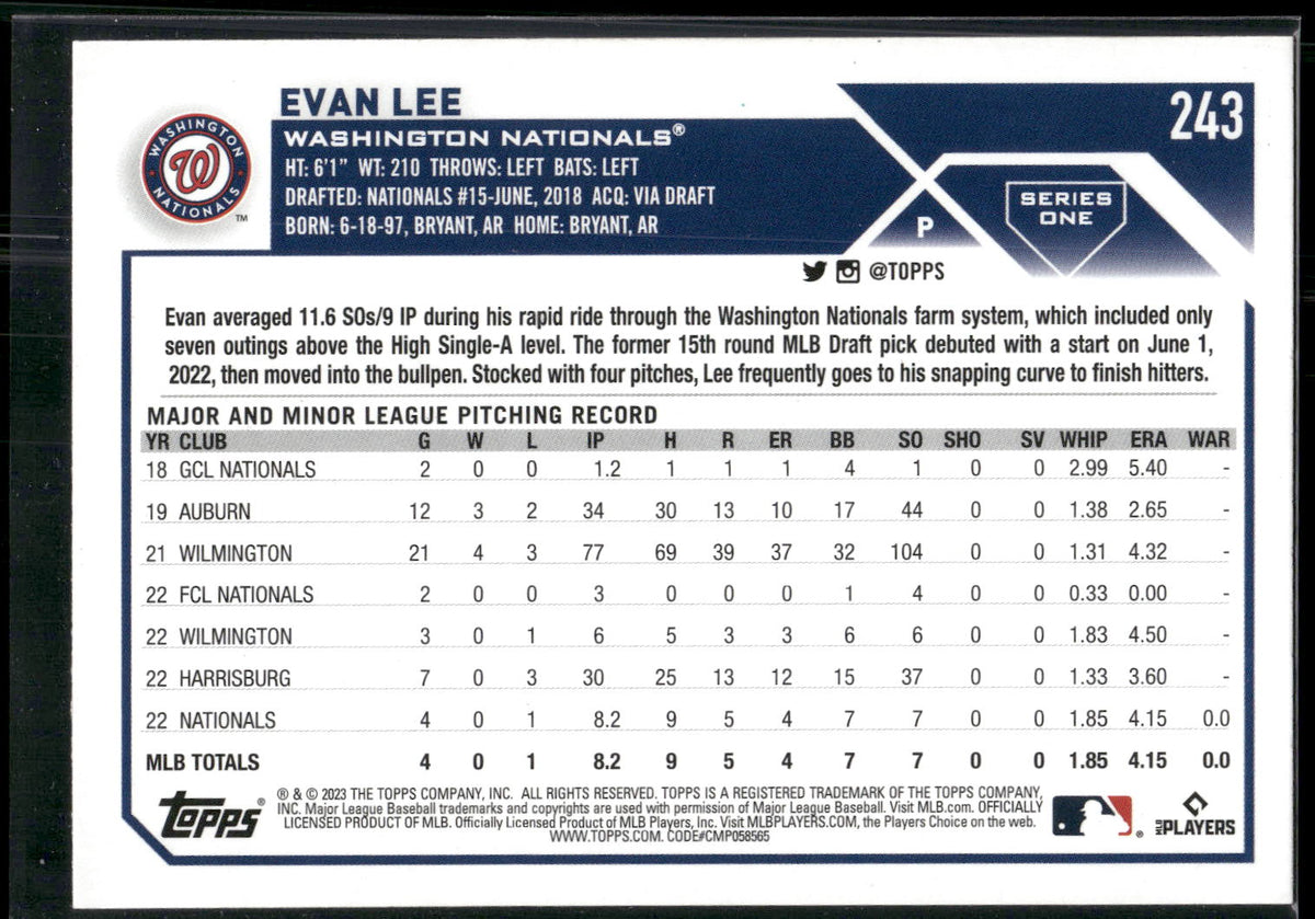 2023 Topps #243 Evan Lee