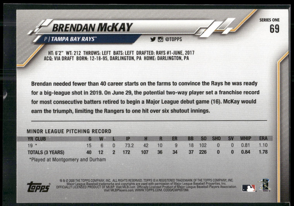 2020 Topps #69 Brendan McKay