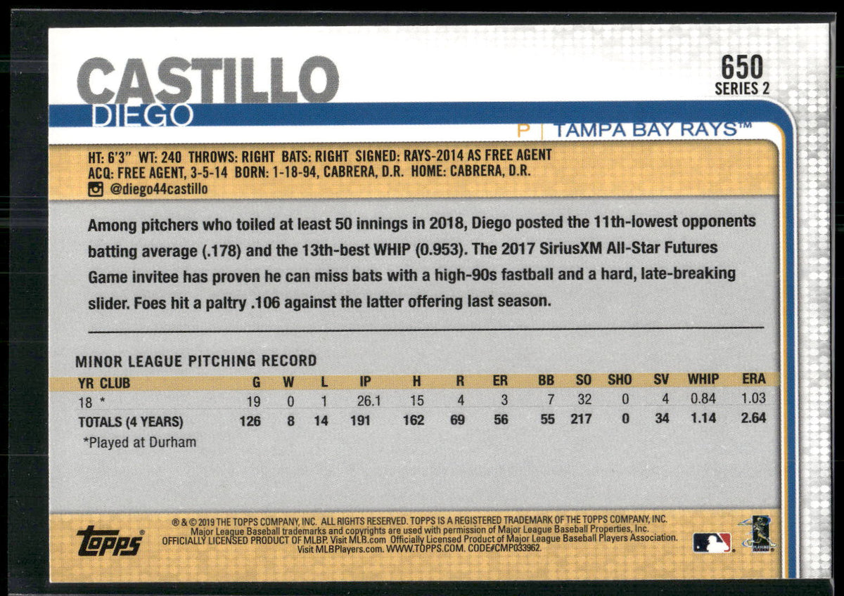 2019 Topps #650 Diego Castillo